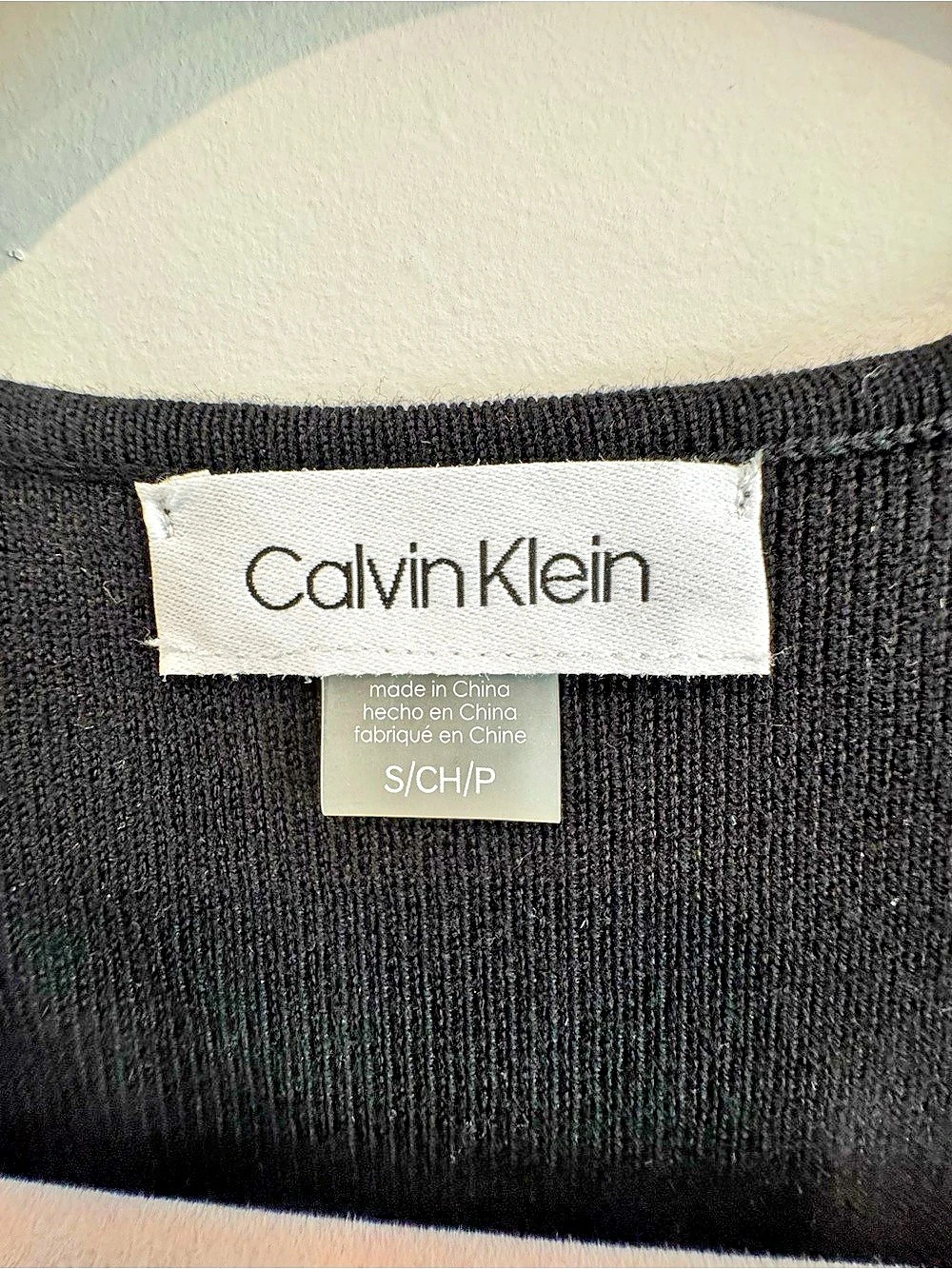 Calvin Klein Black Sweater Dress Gold Button V Neck NWT S - Picture 8 of 15